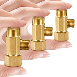 Brass Water Line Adapter Splitter for Refrigerator, Ice Maker Fridge Supply Line Tee Valve with 1/4 Compression Fitting(1/4"-3/8"-3/8", 3 PCS)