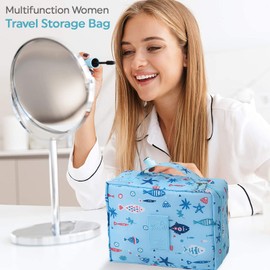 Small Make up Bag Pencil Case Cosmetic Waterproof Makeup Organiser Toiletry Bag with Pouch for Women Girls (Pink)