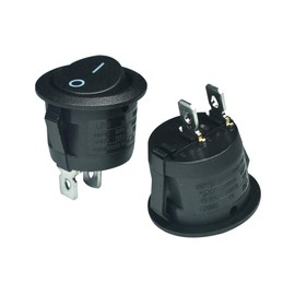 2Pcs Red Lamp Illuminated 3 Terminal SPST 2 Position I/O On/Off Button Toggle Round Rocker Switch 6A/250Vac 10A/125Vac