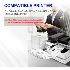 4 Pack 923e 923 XL Ink Cartridges Combo Pack Compatible for 923e Black Cyan Yellow Magenta Ink Cartridge Set for OfficeJet Pro 8135e 8135 e 8139e 8139e 8138e 8122e Printer (with Chip, High Yield)