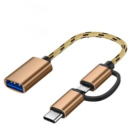 Sokelinn-six USB Type C to Micro USB Adapter, 2 in 1, Gold
