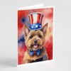 Caroline's Treasures Norwich Terrier Patriotic American Greeting Cards Pack of