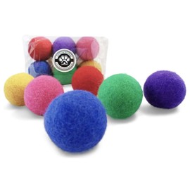 Earthtone Solutions Wool Cat Balls - Safe Silent Felt Ball Toys - Fun Colorful Soft Quiet Wool Kitty Toys - Unique for Cat Lovers - Hand Made in Nepal