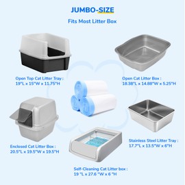 Bilibara Drawstring Litter Box Liners for Scoopfree Cat Litter Tray Pan Refills, 60 Count, 37'' W x 13.8'' H, Durable Pet Kitten Replacement Waste Bags for Stainless Enclosure Closed Litter Box