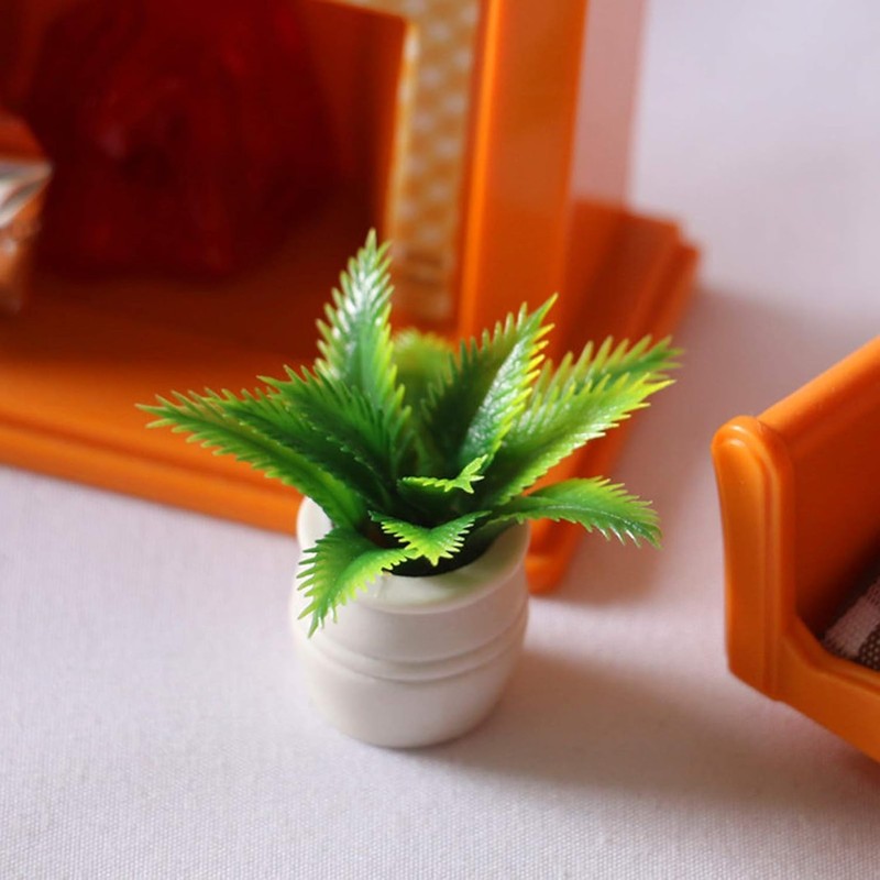 Miniature Plant Accessory, Green Potted Plant, 1:12 Scale, Suitable for