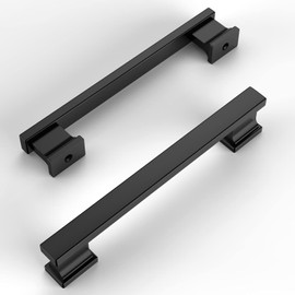 Amerdeco 6 Pack Matte Black Cabinet Pulls 5 Inch(128mm) Hole Centers Kitchen Cabinet Handles Cabinet Hardware Kitchen Handles for Cabinets Cupboard Handles Drawer Pulls ZH00013