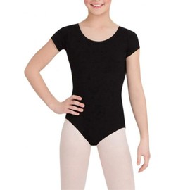 Age 13-14 Years old Black Girls Leotards Childrens Short Half Sleeve Leotard Ballet Gymnastics Kids School Sport Dance (Black, Age 13-14)
