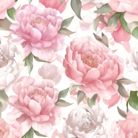 Laatse Pink Floral Contact Paper 17.5" x 118" Peel and Stick Wallpaper Vintage Rose, Vinyl Self Adhesive Waterproof Boho Wall Paper for Drawers Bookcase Shelf Liner Countertop Walls Decor