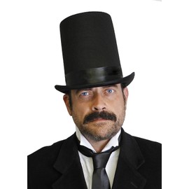 STOVEPIPE HAT TALL 6" (20CM) WITH THICK 2" (5CM) SATIN RIBBON BAND FANCY DRESS ACCESSORY LINCOLN BLACK FELT TOP HAT VICTORIAN COSTUME