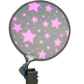 My Buggy Buddy Sunshade for Pram/ Car Seat, Universal Fit Parasol, UPF 50+ Protection, Easy Fold Away/ Pop Open, 34 cm Diameter, Pink Stars
