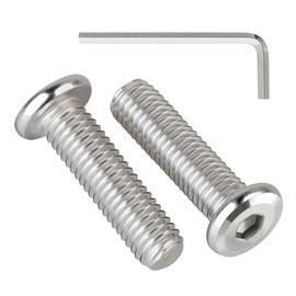 Krysay M6 x 35mm 50Pcs Flat Head Hex Socket Cap Screws Bolts,304 Stainless Steel 18-8 Bolts,Full Thread,Hex Drive,Furniture,Bed,Chair Repairs,Silver(with Hex Spanner)