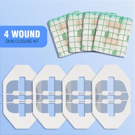 AUSLKA Wound Closure Strips - 4 Pack - Butterfly Bandaids - Zip Stitch Laceration Closure Kit for Emergencies
