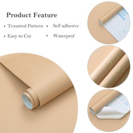 Ismoon Salmon Pink Wallpaper Modern Solid Color Peel and Stick Wallpaper Pink Contact Paper Pure Removable Self-Adhesive Wallpaper Textured Wallpaper for Bathroom Cabinets Decor Vinyl 17.7inx118in