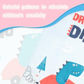 TOPWAYS Kids Aprons, Cute Cartoon Kitchen Cooking Baking Apron for Boys and Girls, Children's Apron for Art Painting Gardening (driver dino)