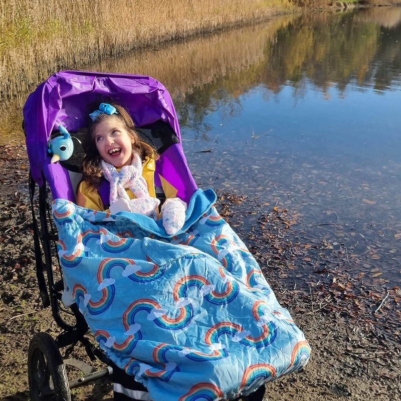 BundleBean Children’s Wheelchair Cosy – Fleece‑Backed Waterproof Nylon, Front Hand-Warming
