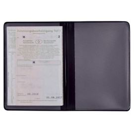 orgaexpert Car Licence Protective Case Black 2 Compartments 120 x 167 mm Made in Germany Case Wallet ID Card Holder Vehicle Registration Cover, black, Classic