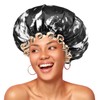 mikimini Large Shower Cap for Women Long Hair, Black and