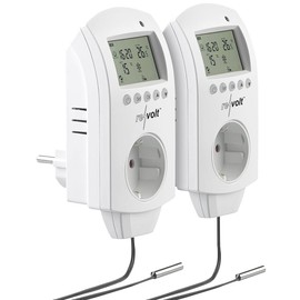 revolt Thermal Switch: Set of 2 Digital Socket Thermostats for Air Conditioners, Sensor, 3680 W (Socket Thermostat, Frost Monitor, Socket Thermostat with Sensor, Socket Switch)