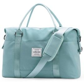 Travel Duffel Bag,Waterproof Duffel Gym Tote Bag Personal Item Bag,Large Sports Weekender Carry On Overnight Bags for Women with Wet Pocket,Duffel Hospital Bag, Light Blue