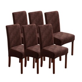 YUEANG Dining Chair Covers, Chair Covers for Dining Room Stretch Chair Covers Parsons Chair Slipcover, for Dining Room Kitchen Chair Protector Cover, Removable, Washable (Chocolate, 6 Pack)