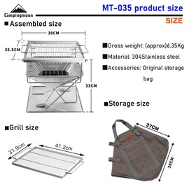 Campingmoon BBQ Grill Fire Pit Foldable Stainless Steel - Medium MT-035