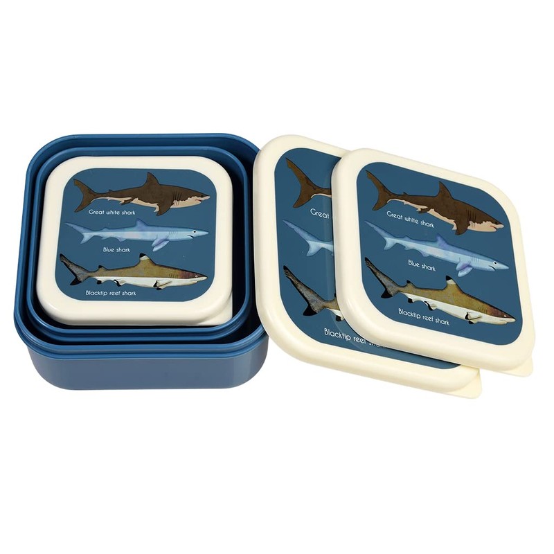 Sharks Reusable Snack Boxes (Set of 3)