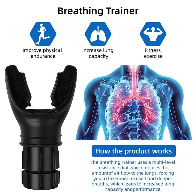 LVNEHAL Breathing Trainer, Portable Lung Breathing Exerciser, Adjustable Resistance Handheld