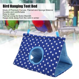 Bird Hanging Tent,Winter Warm Bird Bed Warm Bird Hut Cage Bird Hammock for Conure Lovebird Parrot Parakeets(S-Blue Star)