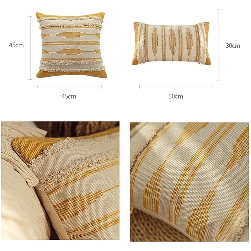 MOCOFO 45x45cm 2 Pieces Decorative Boho Pillowcase Tufted Tassel Pillow