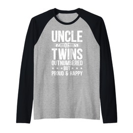 Mens Uncle Of Twins Outnumbered But Proud & Happy Twin Uncle Raglan Baseball Tee