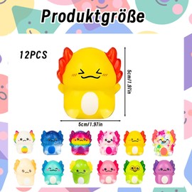 Axolotl Squishy, Axolotl Toys, Slow Reshaping Squishies for Stress Relief and Sensory Play, 5 cm Size, Perfect as a Travel Companion or Gift Pack of 12