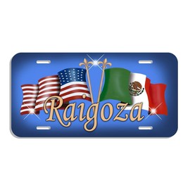 Mexico USA Unity Flags Auto License Plate Personalize Mexican American