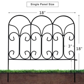 AMAGABELI GARDEN & HOME Decorative Garden Fence GFP004 18in x 7.5ft Coated Metal Outdoor Rustproof Landscape Wrought Iron Wire Border Fencing Folding Patio Fencing Flower Barrier Section Panel Decor