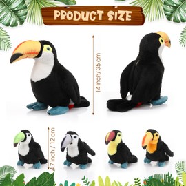 HyDren 5 Pcs Black Bird Plush Toy Set 14 Inch Large Realistic Mommy Bird Stuffed Animal with 4 Small Babies Plushies in Zippered Tummy for Holiday Birthday Party Favors Decor (Toucan)