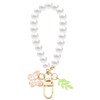 TUCEWP Gold Women's Pearl Chain Key Chain Cute Pink Enameled