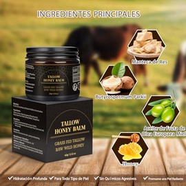 120g Crema de Cebo de Res para la Cara – Bálsamo de Sebo de Res con Miel, Hidratante y Nutritivo para Rostro y Cuerpo – Beef Tallow Natural para Piel 