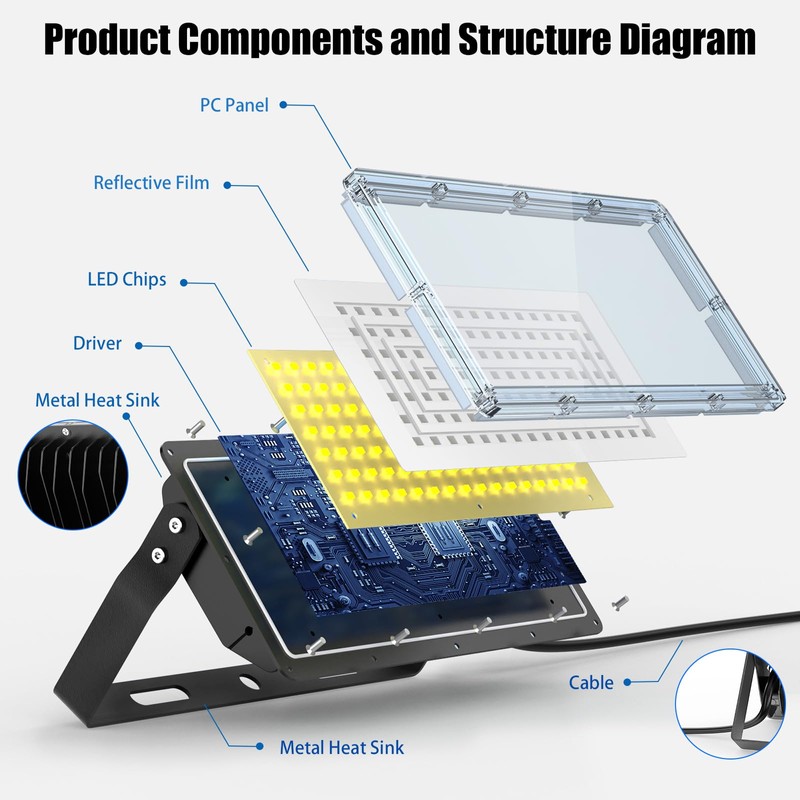 TOPAUBUB 100 W LED Floodlight Outdoor 10000 LM 1 Piece