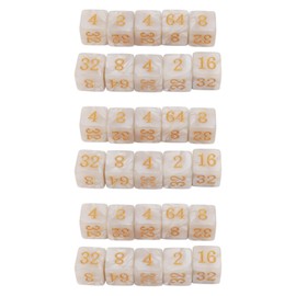 30PCS Number Dice Six Sided Multiples of 2 Number Plastic Light Weight Portable Dice Cubes for Teaching Board Games White