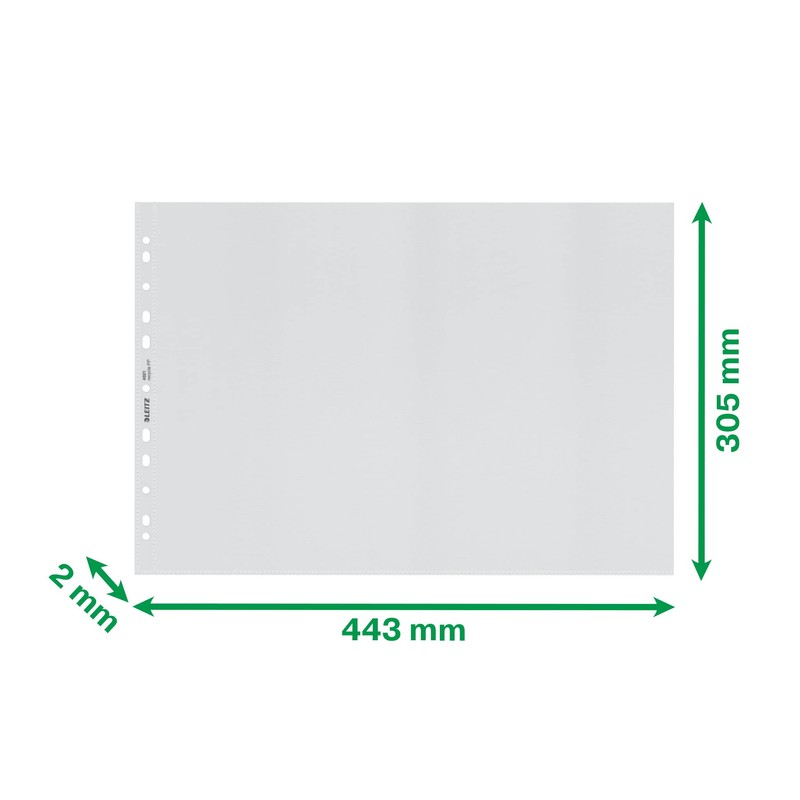 Leitz A3 Document Wallets, Pack of 25, Universal Punching, Matte