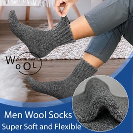Hocerlu 5 Pairs Men Thermal Socks - Thick & Warm Winter Socks, Thicken Cushion Wool Socks Boot Socks
