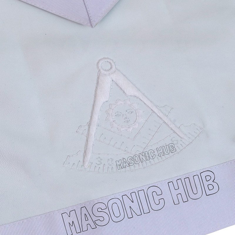 MasonicHub Past Master Mason white Apron Hand Embroidered with Square