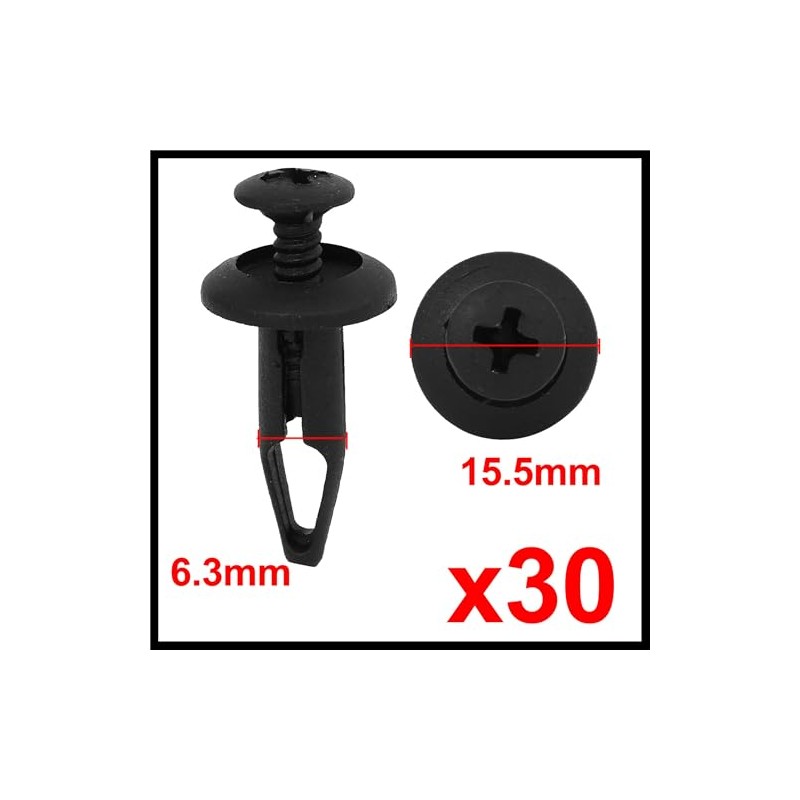 Hihaha 30 Pcs 6.3mm Retainer Clips Plastic Rivets Mud Flaps