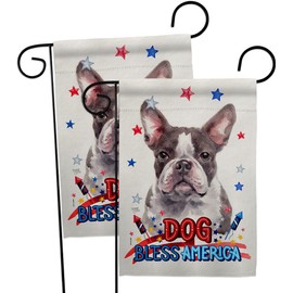 Breeze Decor Patriotic Gray Boston Terrier Garden Flag-2pcs Pack Dog Puppy Spoiled Paw Canine Fur Pet Nature Farm Animal Creature House Banner Small Yard Gift Double-Sided, Made in USA