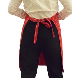 Thanapand Chef apron for women with Pocket,Stripe aprons,cooking aprons, assistant chef, Yarn Dyed Fabric aprons (2, Brow and Red)