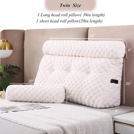 Gpround Wedge Headboard Pillows + A Long and Short Head Roll Pillows Bed Wedge Pillow for Headboard Large Bolster for Bed Backrest Pillows for Sitting in Bed