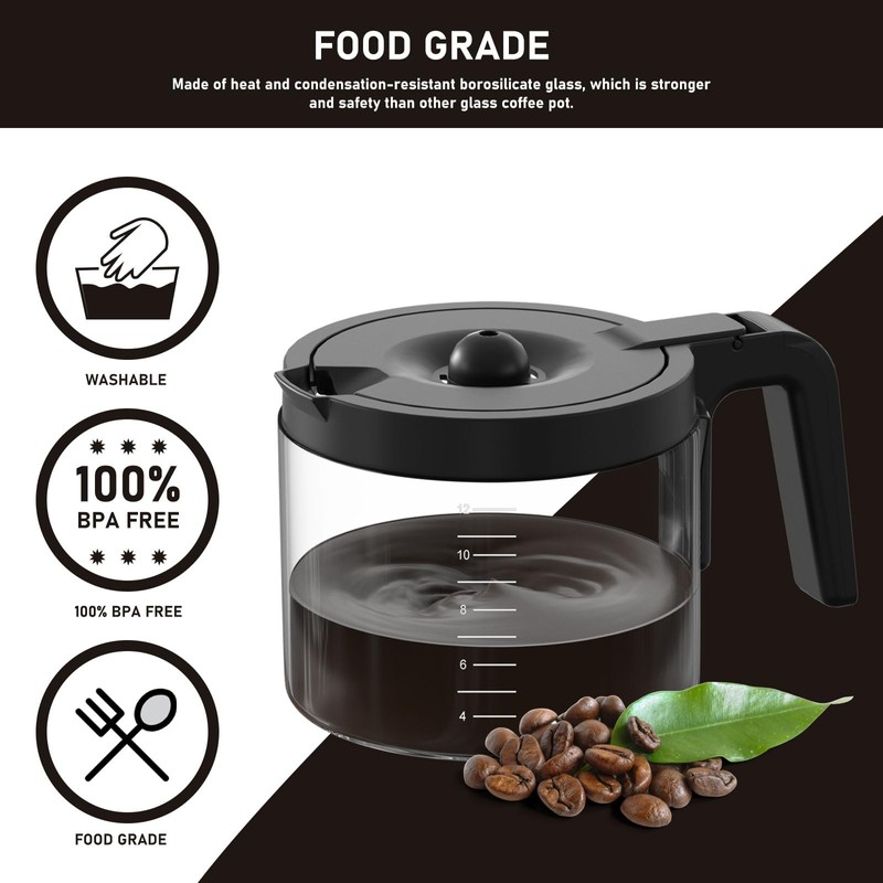 12-Cup Glass Coffee Pot Replacement Compatible with Keurig K-Duo 5100