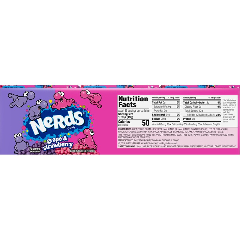 Nerds Candy, Grape & Strawberry, 1.65 Ounce Treat-Size Theater Candy