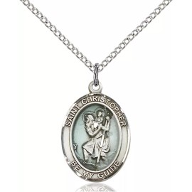 Bliss Sterling Silver Saint Christopher Medal Pendant Necklace 18" Chain GiftBox