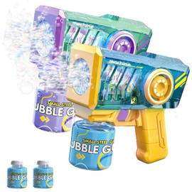Children's Bubble Gun, 2 Pieces Bubble Gun, with 2 Bottles of Bubble Liquid, 5000+ Bubbles per Minute, Bubble Machine for Outdoor Parties