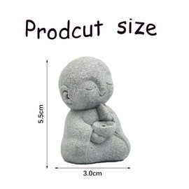 Zen Monk Incense Burner - Japanese Sandstone Buddha Statue for Meditation, Praying Monk Decor, Asian Garden Sculpture for Feng Shui, Wealth & Good Luck Home Decoration.